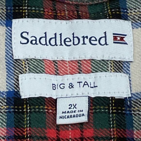 Saddlebred Men's Flannel Shirt - Multicolor Plaid - Size 2X (Big & Tall) - GUC - Picture 7 of 8